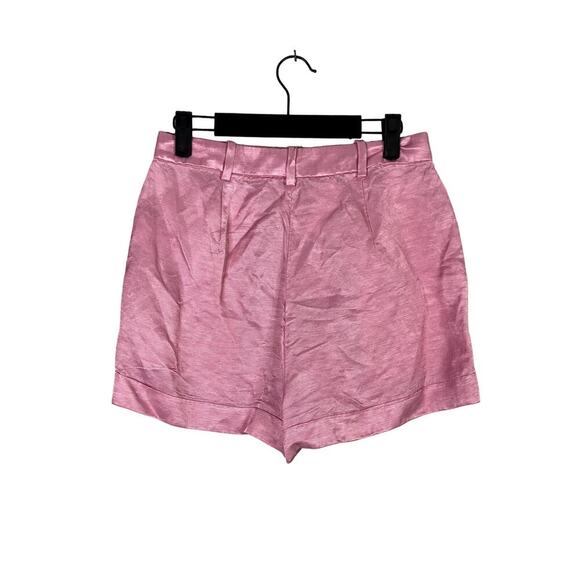 J. Crew Linen Relaxed Fit High Rise Pleated Shorts Cuffed Hem Pockets 2 Pink - Picture 4 of 13